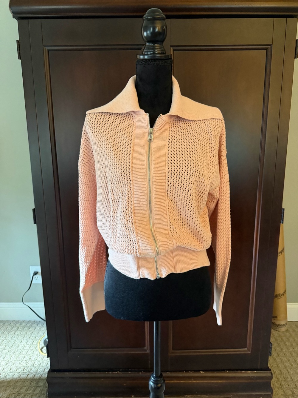 Varley Peach Knit Zip Cardigan